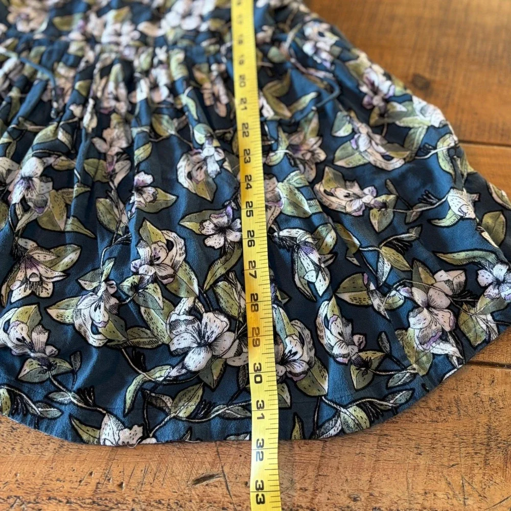Free People Womens Teal Floral Summer Babydoll Tank Tunic Top‎ Size Small